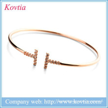 2015 Fashion jewelry wholesale Double T diamond bracelet Female openings zircon bracelet 18 k gold lovers bracelet